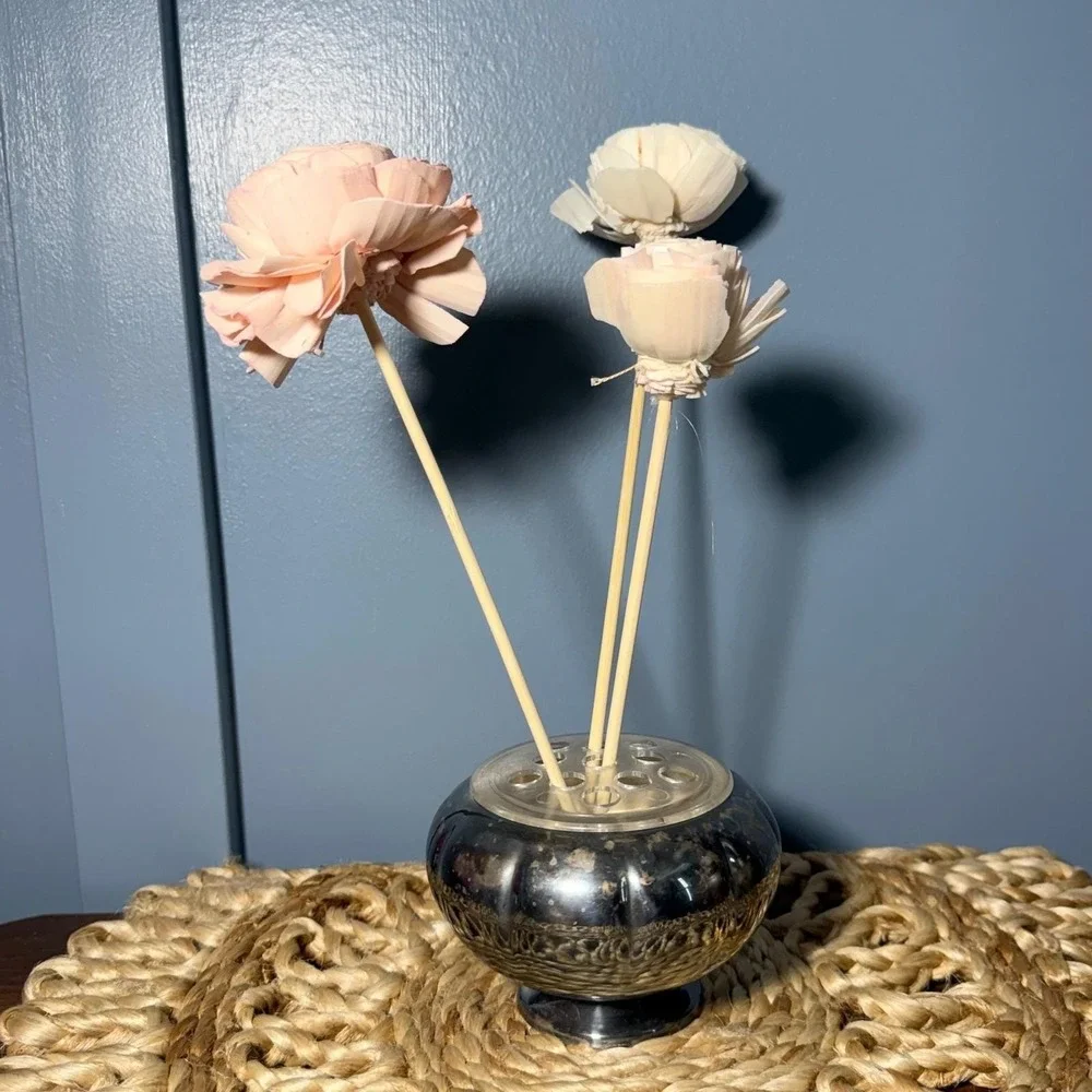 Primrose EP Copper 618 Silver Plated Flower‎ Frog Bud Vase 4 in